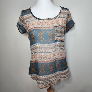 HIP Blouse Womens XS Sheer Lightweight Fairy Hippie Cottagecore Mesh Made In USA